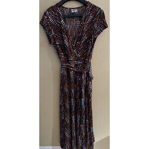 Motherhood Dress Women Medium Brown Polka Dot Sheath Midi V-Neck Sleeveless